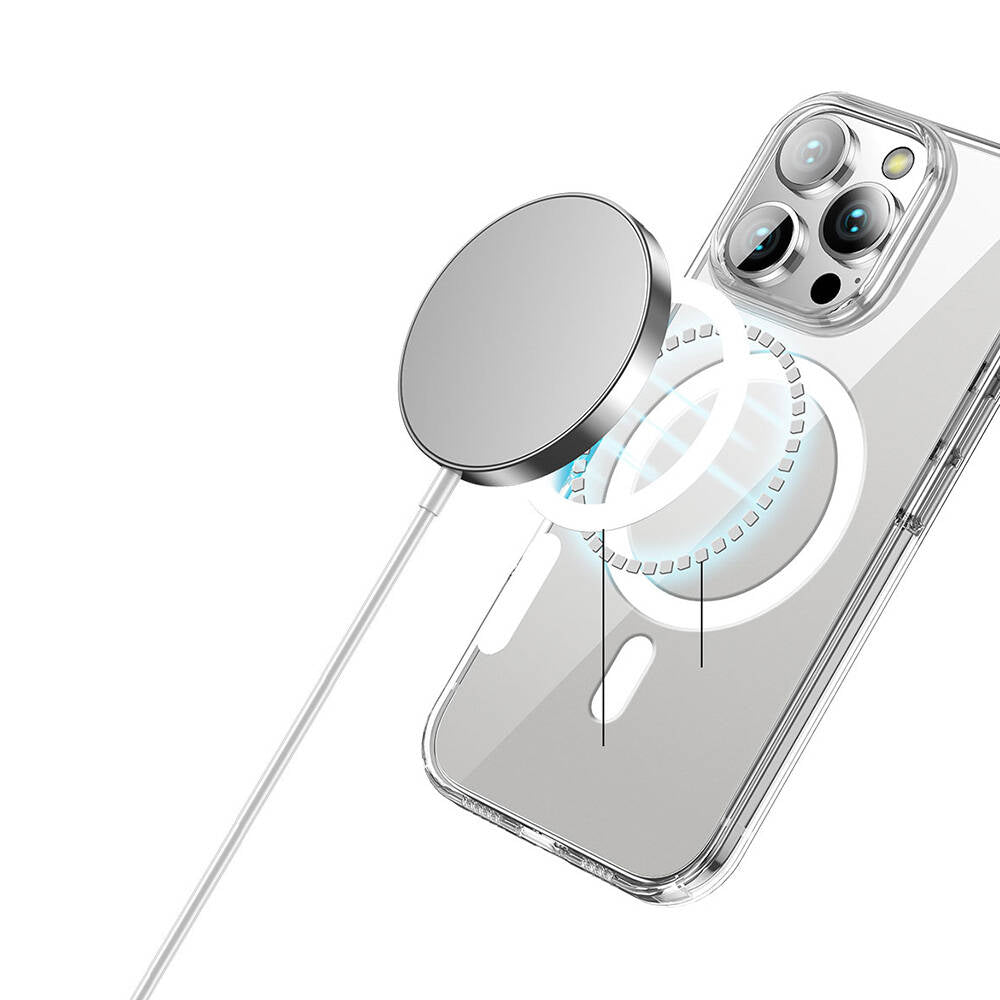 Wlons Pita iPhone 16 Pro M-safe Şarj Özellikli Transparan Sert PC Kılıf