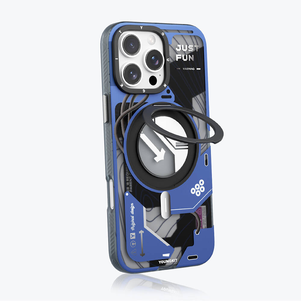 Youngkit 360° Standlı Starship Serisi iPhone 16 Pro Kılıf Magsafe Şarj Özellikli Telefon Kılıfı - 4
