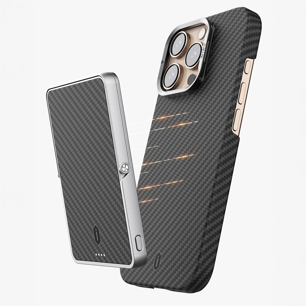 Wiwu DCC-206 iPhone 16 Pro Kamera Standlı Aramid Fiber Tasarım M-safe Kevlar Kılıf