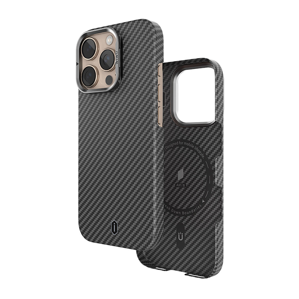 Wiwu DCC-206 iPhone 16 Pro Kamera Standlı Aramid Fiber Tasarım M-safe Kevlar Kılıf