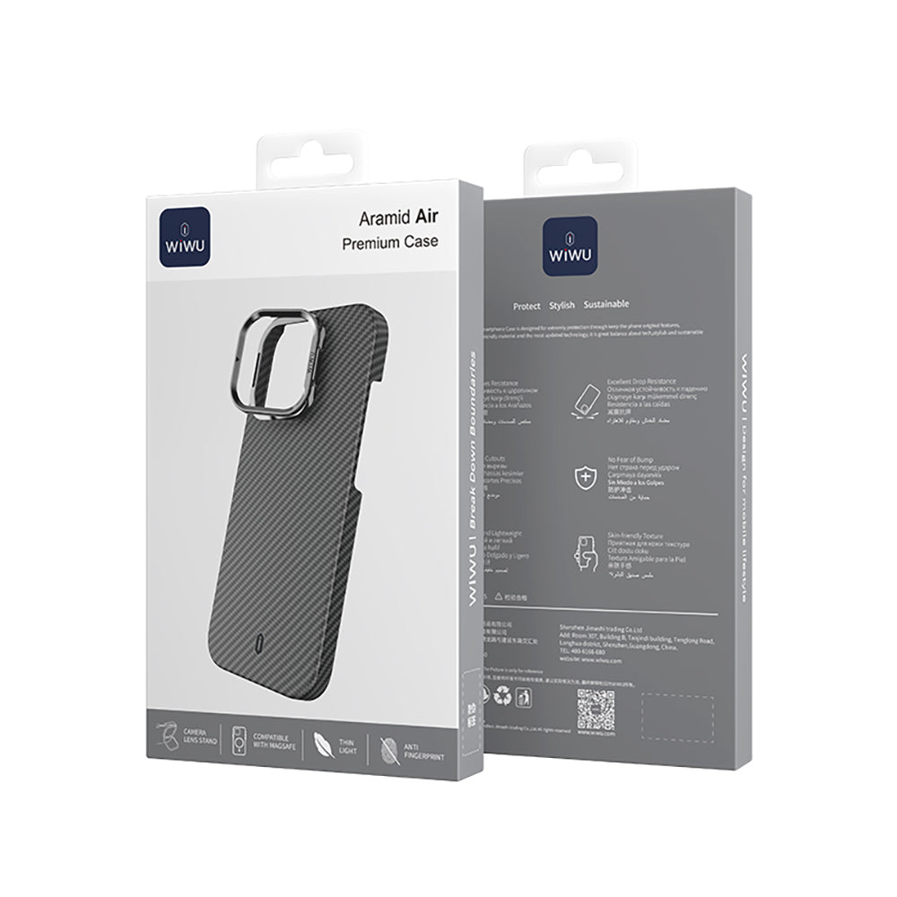 Wiwu DCC-206 iPhone 16 Pro Kamera Standlı Aramid Fiber Tasarım M-safe Kevlar Kılıf