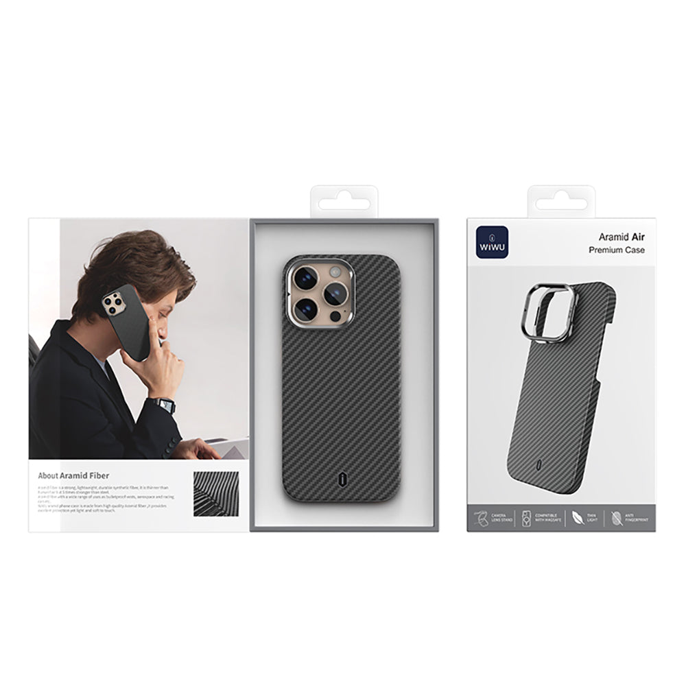 Wiwu DCC-206 iPhone 16 Pro Kamera Standlı Aramid Fiber Tasarım M-safe Kevlar Kılıf