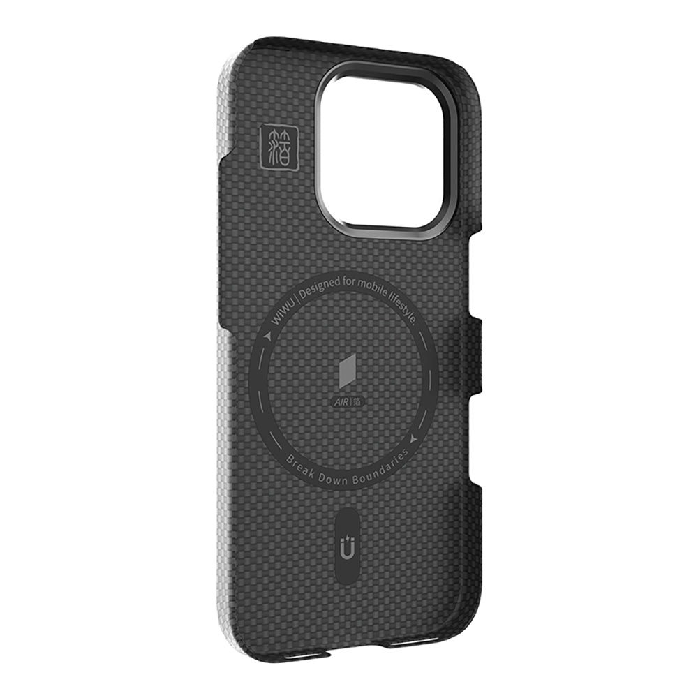 Wiwu DCC-208 iPhone 16 Pro M-safe Kamera Standlı Aramid Fiber Tasarım Kevlar Kılıf