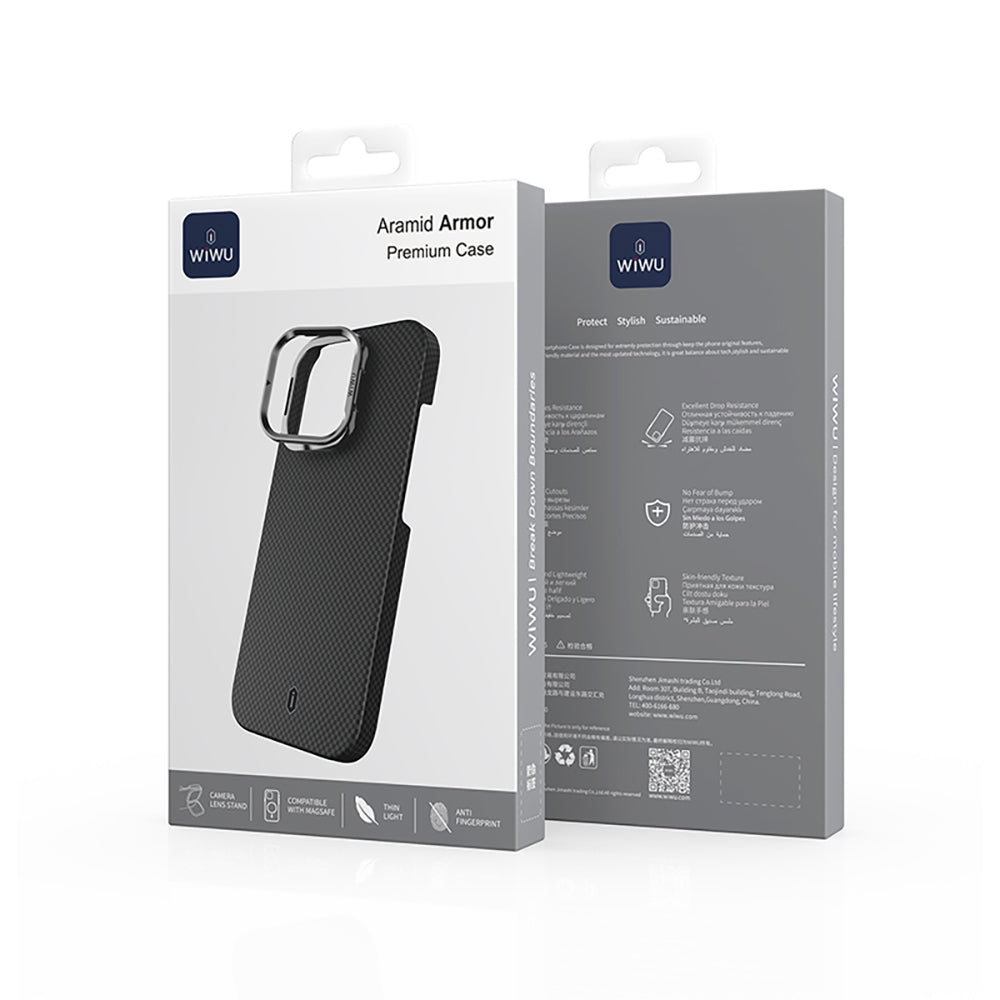 Wiwu DCC-208 iPhone 16 Pro M-safe Kamera Standlı Aramid Fiber Tasarım Kevlar Kılıf