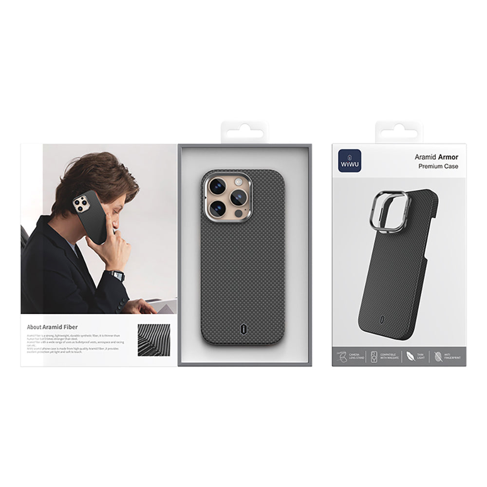 Wiwu DCC-208 iPhone 16 Pro M-safe Kamera Standlı Aramid Fiber Tasarım Kevlar Kılıf