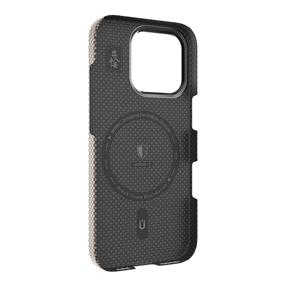 Wiwu DCC-208 iPhone 16 Pro M-safe Kamera Standlı Aramid Fiber Tasarım Kevlar Kılıf