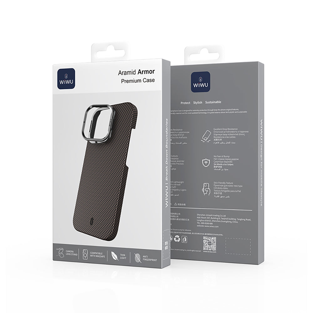 Wiwu DCC-208 iPhone 16 Pro M-safe Kamera Standlı Aramid Fiber Tasarım Kevlar Kılıf
