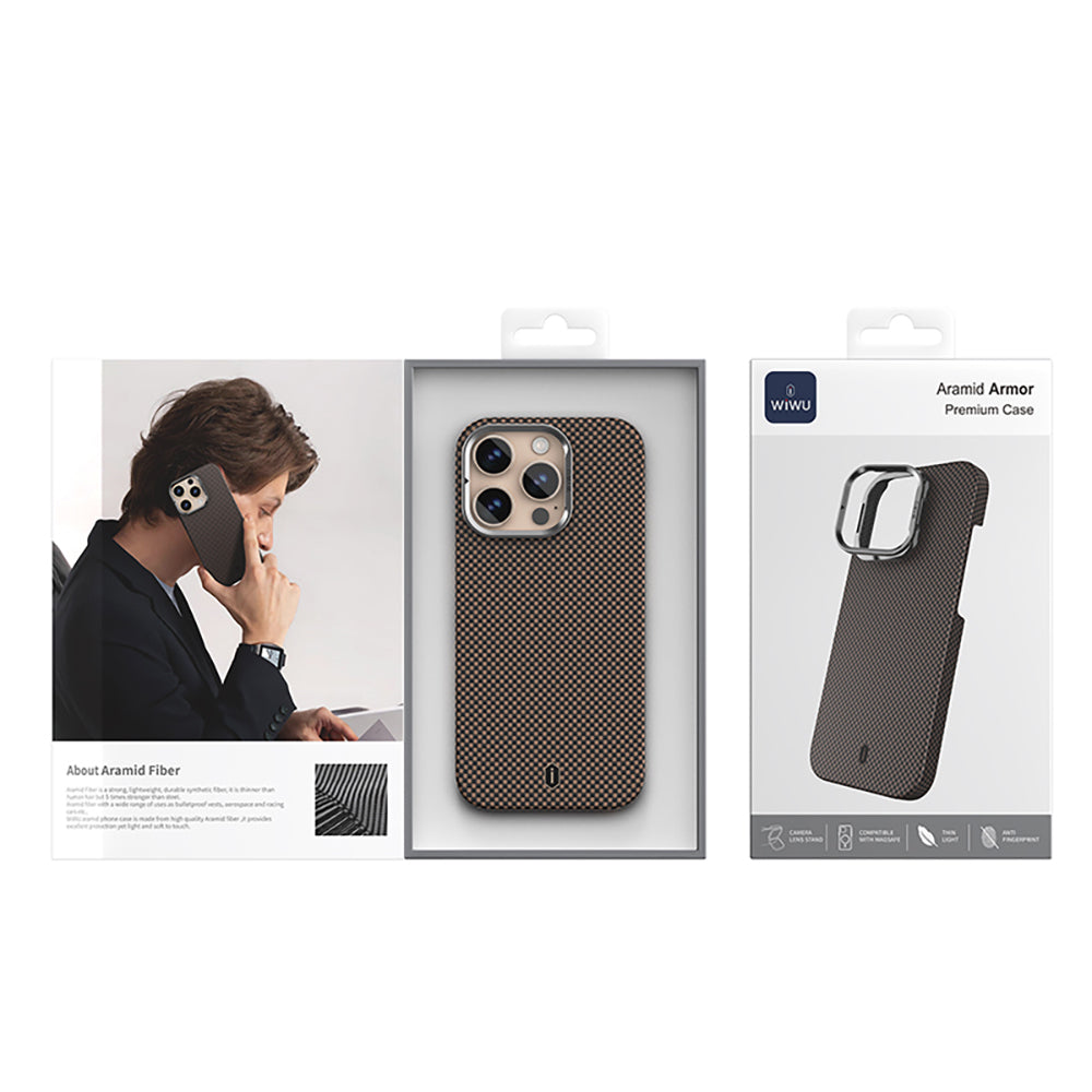 Wiwu DCC-208 iPhone 16 Pro M-safe Kamera Standlı Aramid Fiber Tasarım Kevlar Kılıf