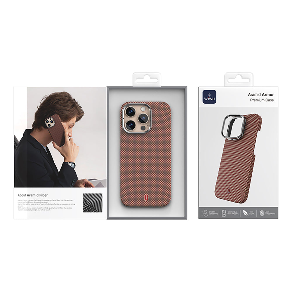Wiwu DCC-208 iPhone 16 Pro M-safe Kamera Standlı Aramid Fiber Tasarım Kevlar Kılıf