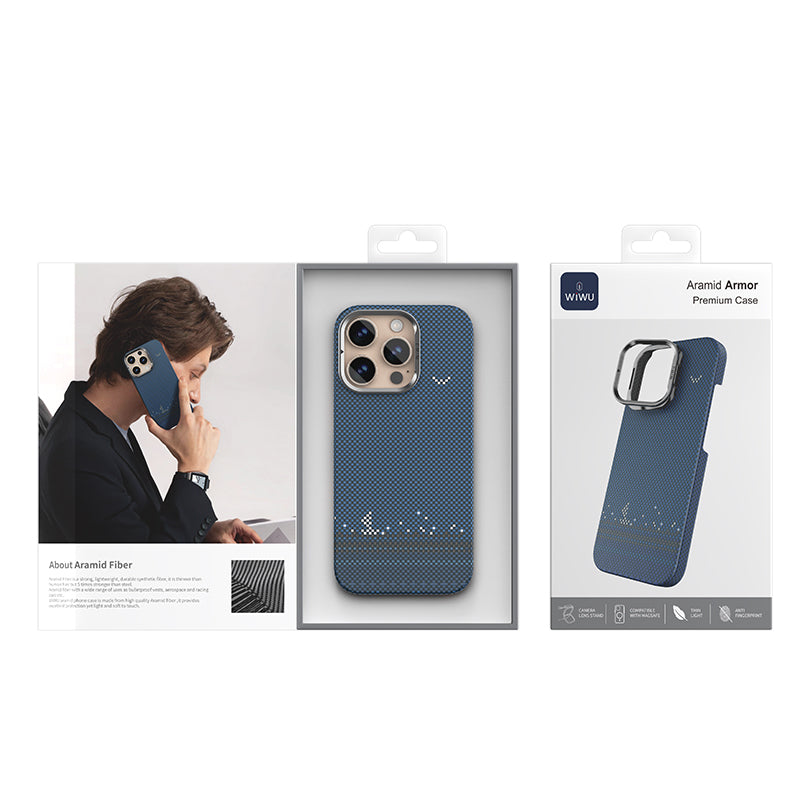 Wiwu DCC-209 iPhone 16 Pro M-safe Kamera Standlı Aramid Fiber Tasarım Kevlar Kılıf