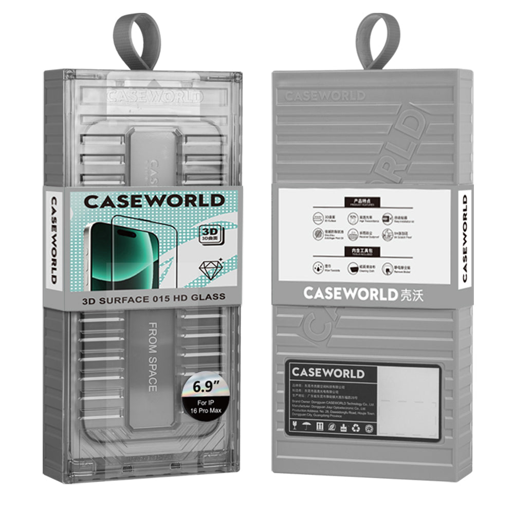 CaseWorld Ultra-Thin Serisi iPhone 16 Pro Max TMQ 0.15mm HD 3D Cam Ekran Koruyucu + Uygulama Aparatlı