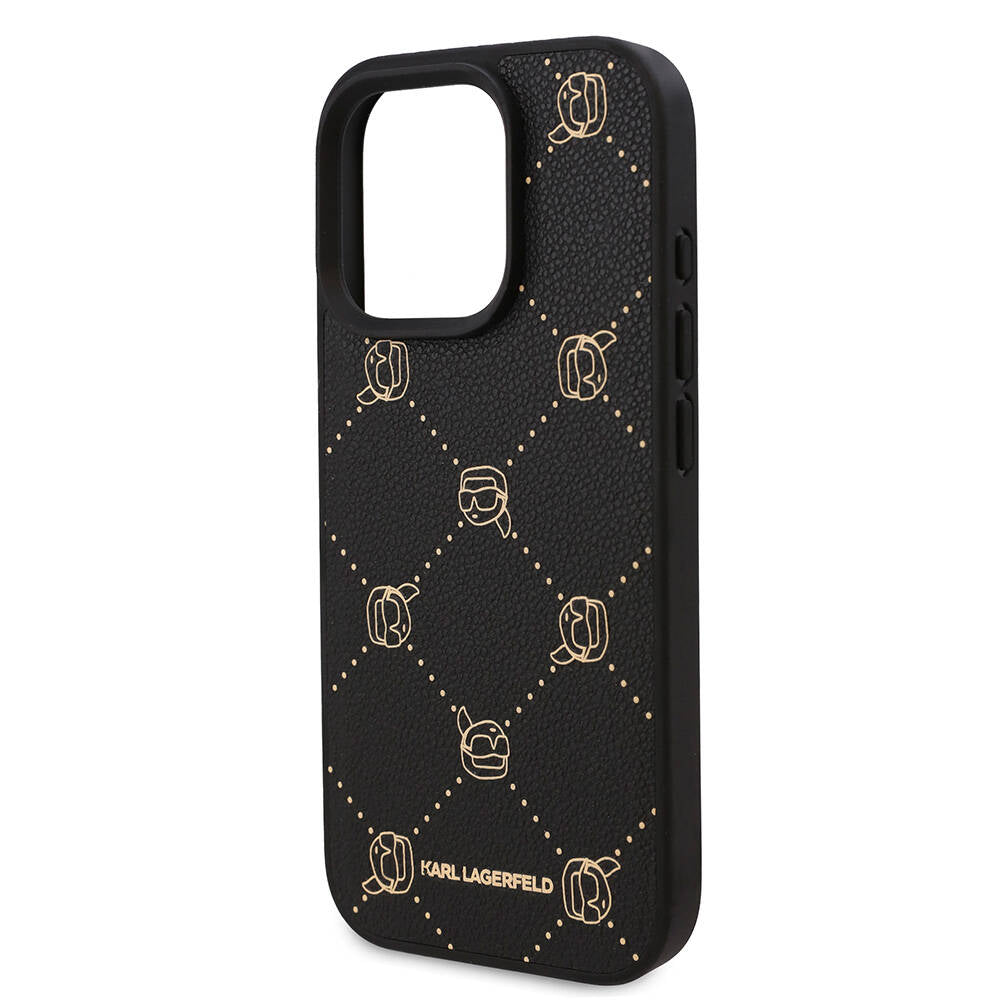 Karl Lagerfeld iPhone 16 Pro Max Orjinal Lisanslı Magsafe Şarj Özellikli PU Deri Karl Heads Desenli Klasik Logolu Telefon Kılıfı-6