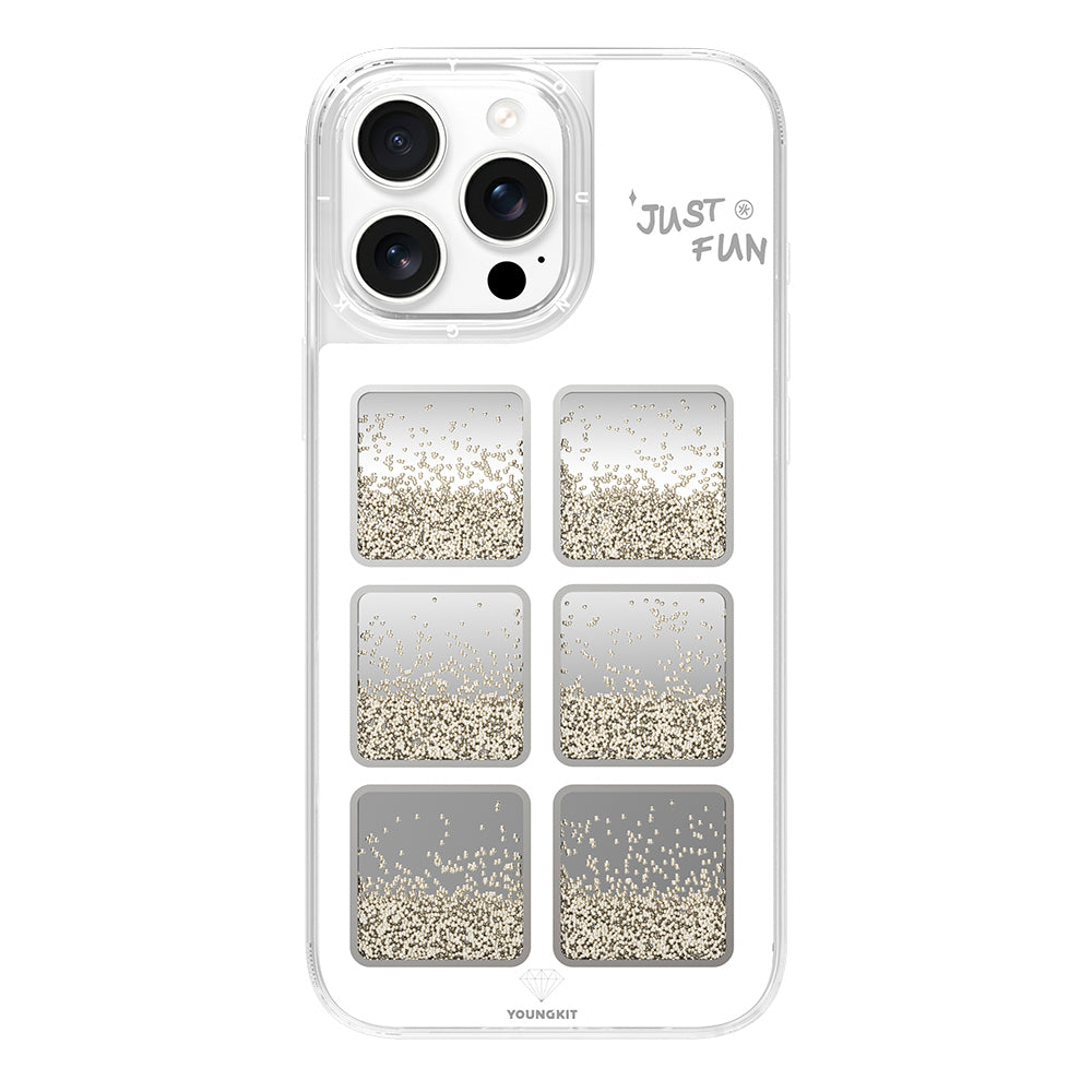 Youngkit Spirit Serisi iPhone 16 Pro Max Kılıf Aynalı ve Boncuklu Tasarım Telefon Kılıfı