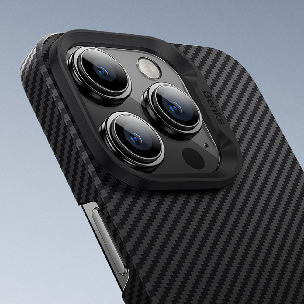 Benks iPhone 16 Pro Max M-safe Metal Kamera Çerçeveli Magnetik ArmorAir 600D Kevlar Fiber Kılıf