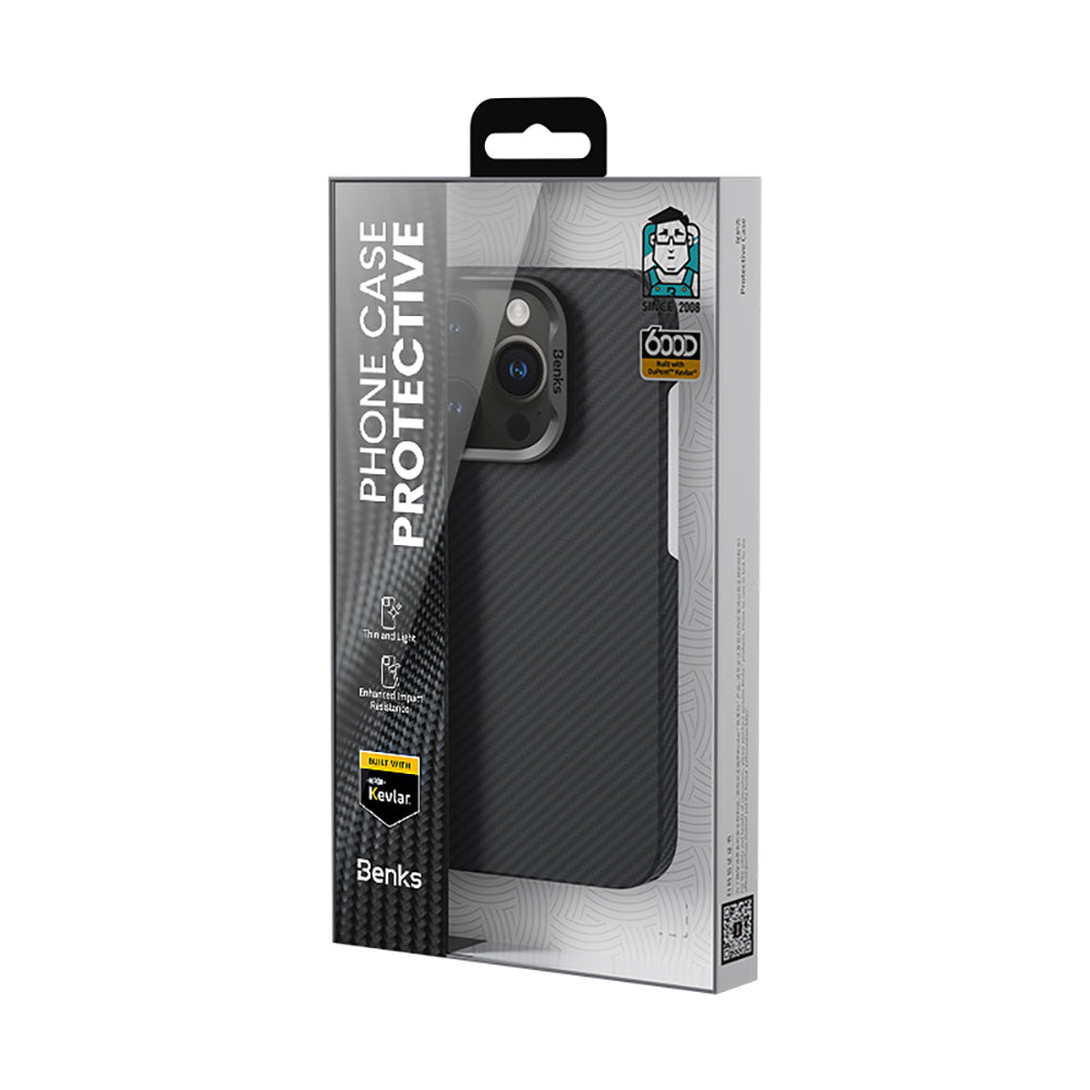 Benks iPhone 16 Pro Max M-safe Metal Kamera Çerçeveli Magnetik ArmorAir 600D Kevlar Fiber Kılıf