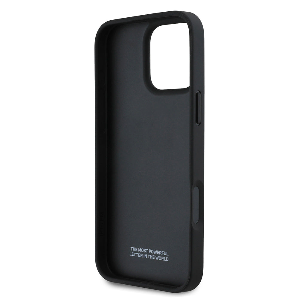 BMW iPhone 16 Pro Max Orjinal Lisanslı Karbon Fiber Tasarımlı ve Metal Logolu PU Deri Telefon Kılıfı