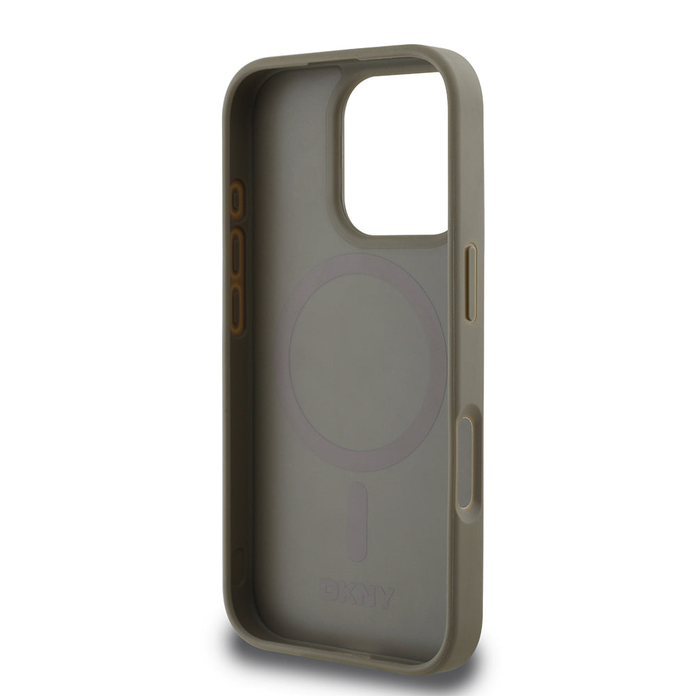 DKNY iPhone 16 Pro Max Orjinal Lisanslı M-safe Şarj Özellikli 3D Yazılı Grid Pattern Kılıf