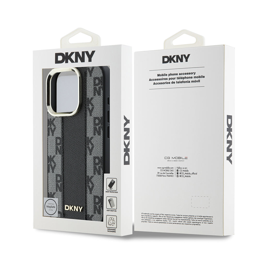 DKNY iPhone 16 Pro Max Orjinal Lisanslı M-safe Şarj Özellikli 3D Yazılı Checkered Pattern Kılıf