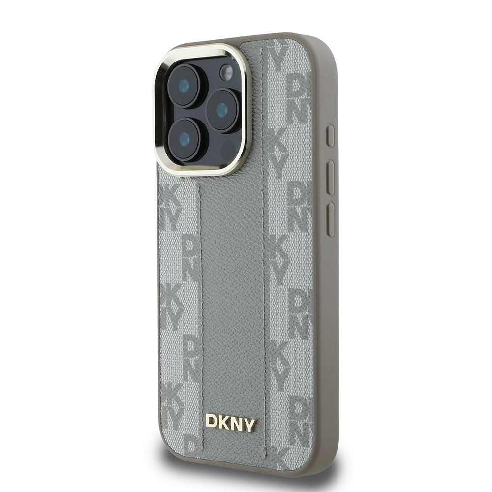 DKNY iPhone 16 Pro Max Orjinal Lisanslı M-safe Şarj Özellikli 3D Yazılı Checkered Pattern Kılıf