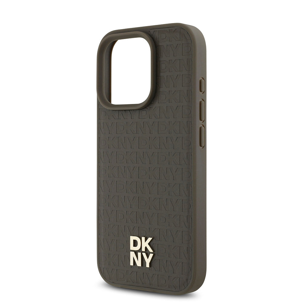 DKNY iPhone 16 Pro Max Orjinal Lisanslı M-safe Şarj Özellikli 3D Yazılı Repeat Pattern Kılıf