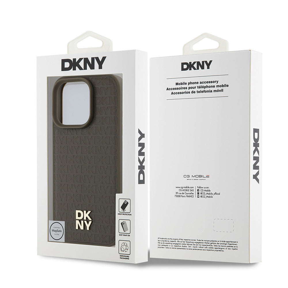 DKNY iPhone 16 Pro Max Orjinal Lisanslı M-safe Şarj Özellikli 3D Yazılı Repeat Pattern Kılıf