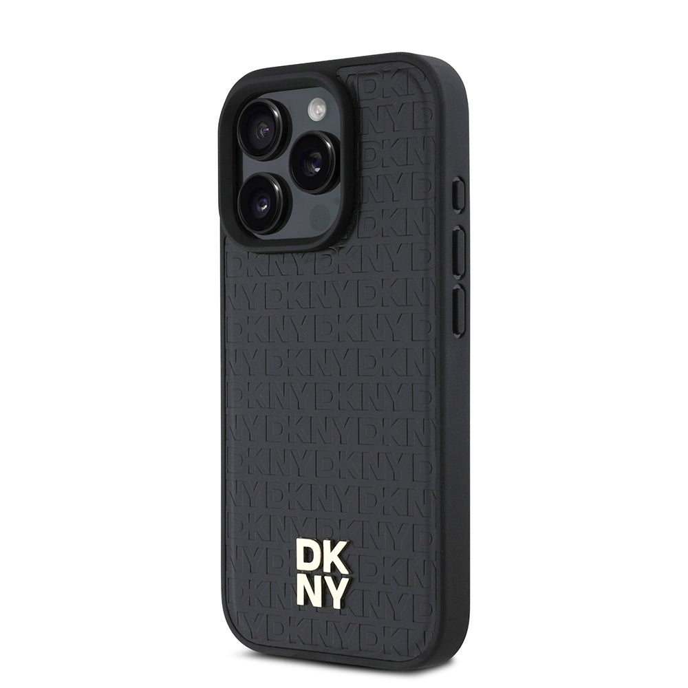 DKNY iPhone 16 Pro Max Orjinal Lisanslı M-safe Şarj Özellikli 3D Yazılı Repeat Pattern Kılıf