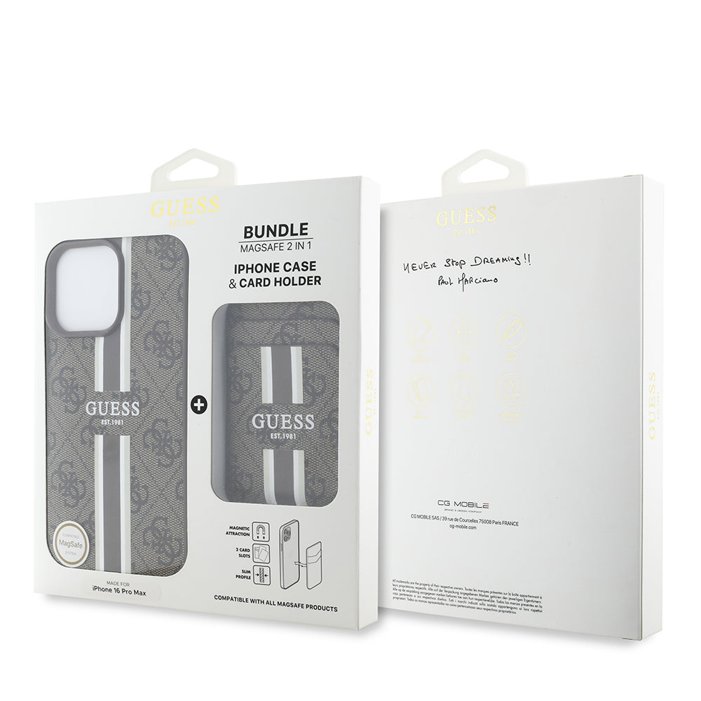 Guess iPhone 16 Pro Max Orjinal Lisanslı Magsafe Şarj Özellikli 4G Desenli Çizgili Kartlıklı Telefon Kılıfı-6