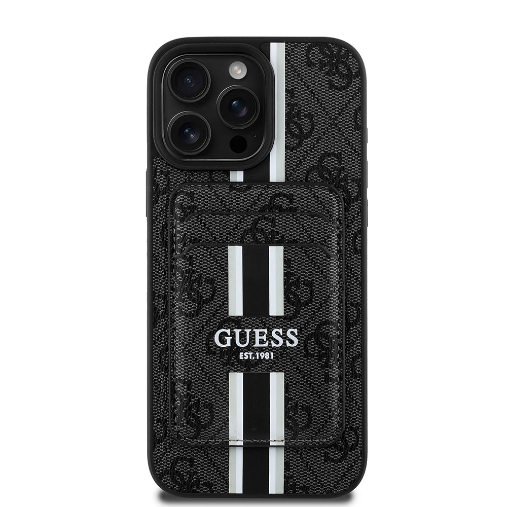 Guess iPhone 16 Pro Max Orjinal Lisanslı Magsafe Şarj Özellikli 4G Desenli Çizgili Kartlıklı Telefon Kılıfı-8