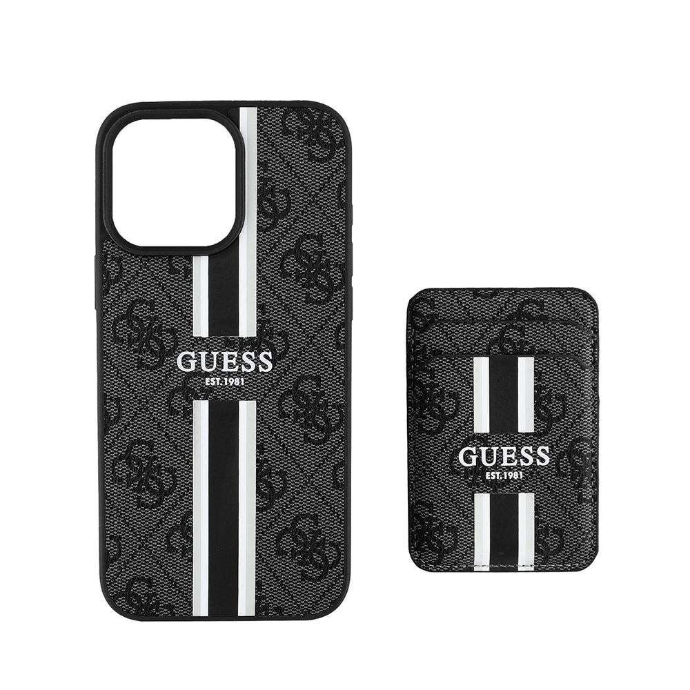 Guess iPhone 16 Pro Max Orjinal Lisanslı Magsafe Şarj Özellikli 4G Desenli Çizgili Kartlıklı Telefon Kılıfı-10
