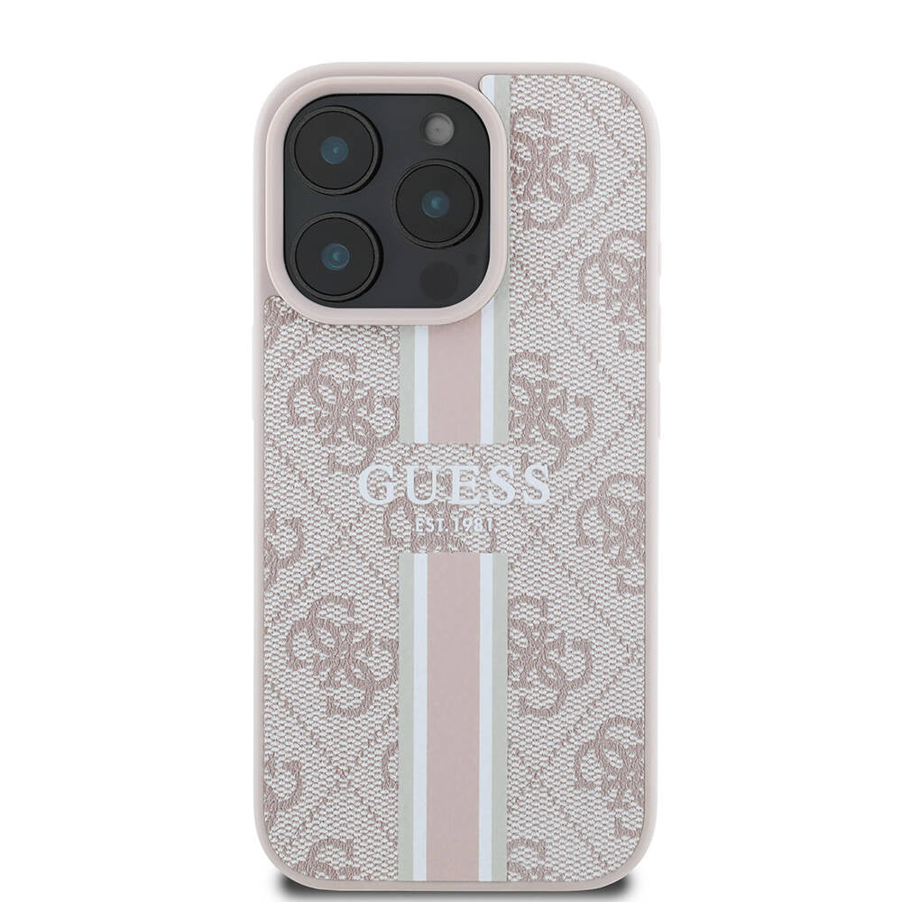 Guess iPhone 16 Pro Max Orjinal Lisanslı Magsafe Şarj Özellikli 4G Şerit Tasarımlı Printed Telefon Kılıfı - 10