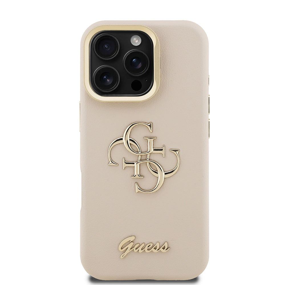 Guess iPhone 16 Pro Max Orjinal Lisanslı Grained Yazı Logolu Kamera Standlı Kılıf