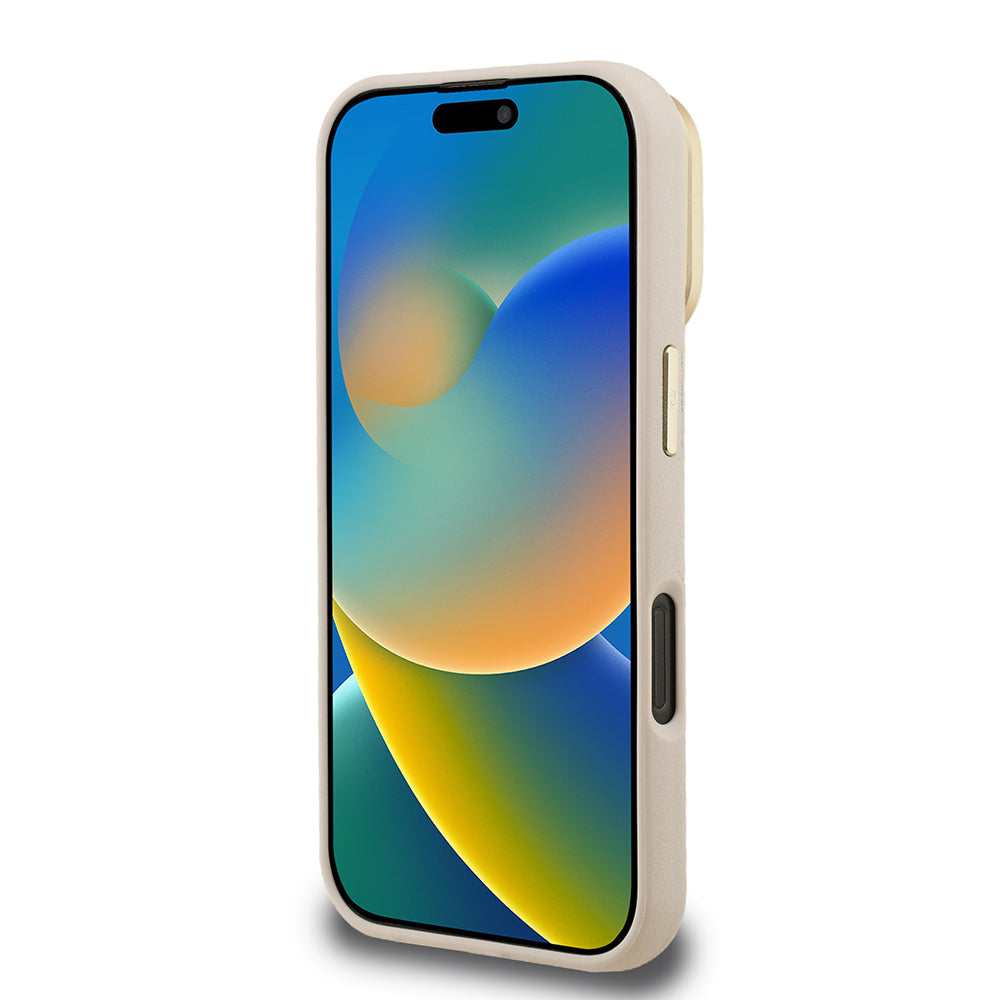 Guess iPhone 16 Pro Max Orjinal Lisanslı Grained Yazı Logolu Kamera Standlı Kılıf
