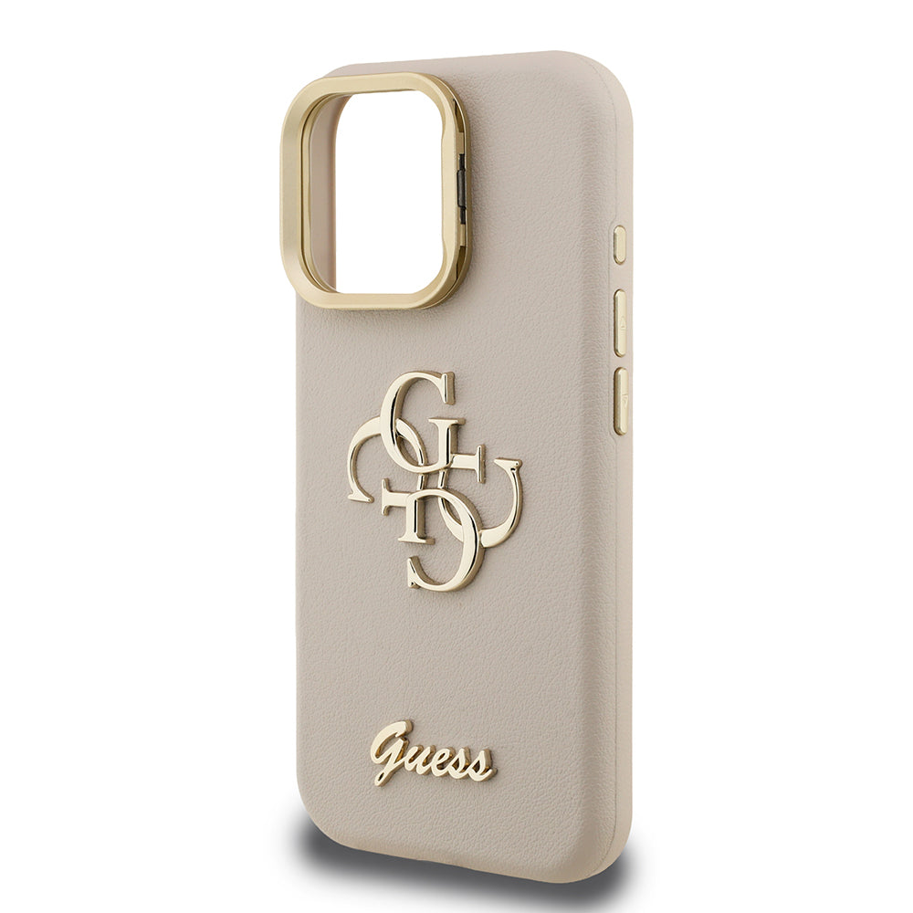 Guess iPhone 16 Pro Max Orjinal Lisanslı Grained Yazı Logolu Kamera Standlı Kılıf