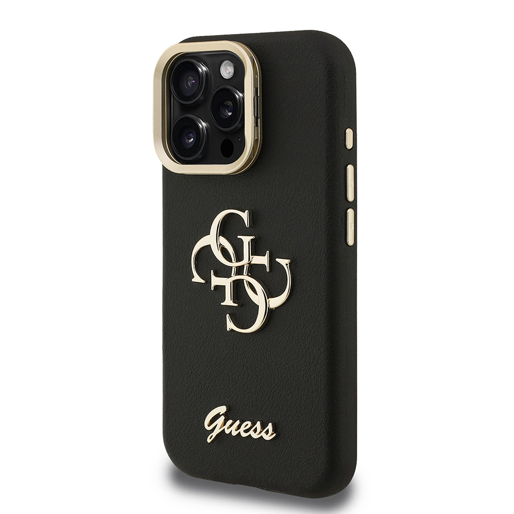 Guess iPhone 16 Pro Max Orjinal Lisanslı Grained Yazı Logolu Kamera Standlı Kılıf