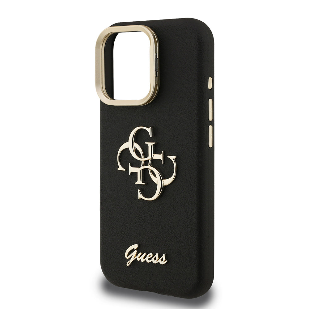 Guess iPhone 16 Pro Max Orjinal Lisanslı Grained Yazı Logolu Kamera Standlı Kılıf