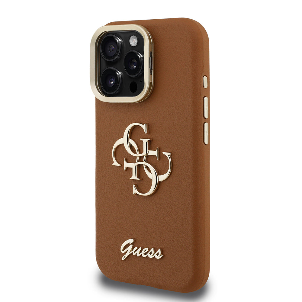 Guess iPhone 16 Pro Max Orjinal Lisanslı Grained Yazı Logolu Kamera Standlı Kılıf