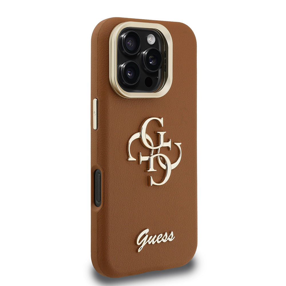 Guess iPhone 16 Pro Max Orjinal Lisanslı Grained Yazı Logolu Kamera Standlı Kılıf