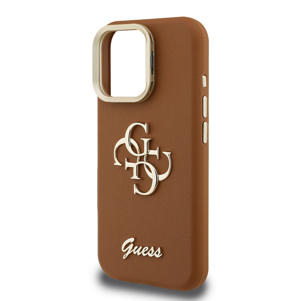 Guess iPhone 16 Pro Max Orjinal Lisanslı Grained Yazı Logolu Kamera Standlı Kılıf