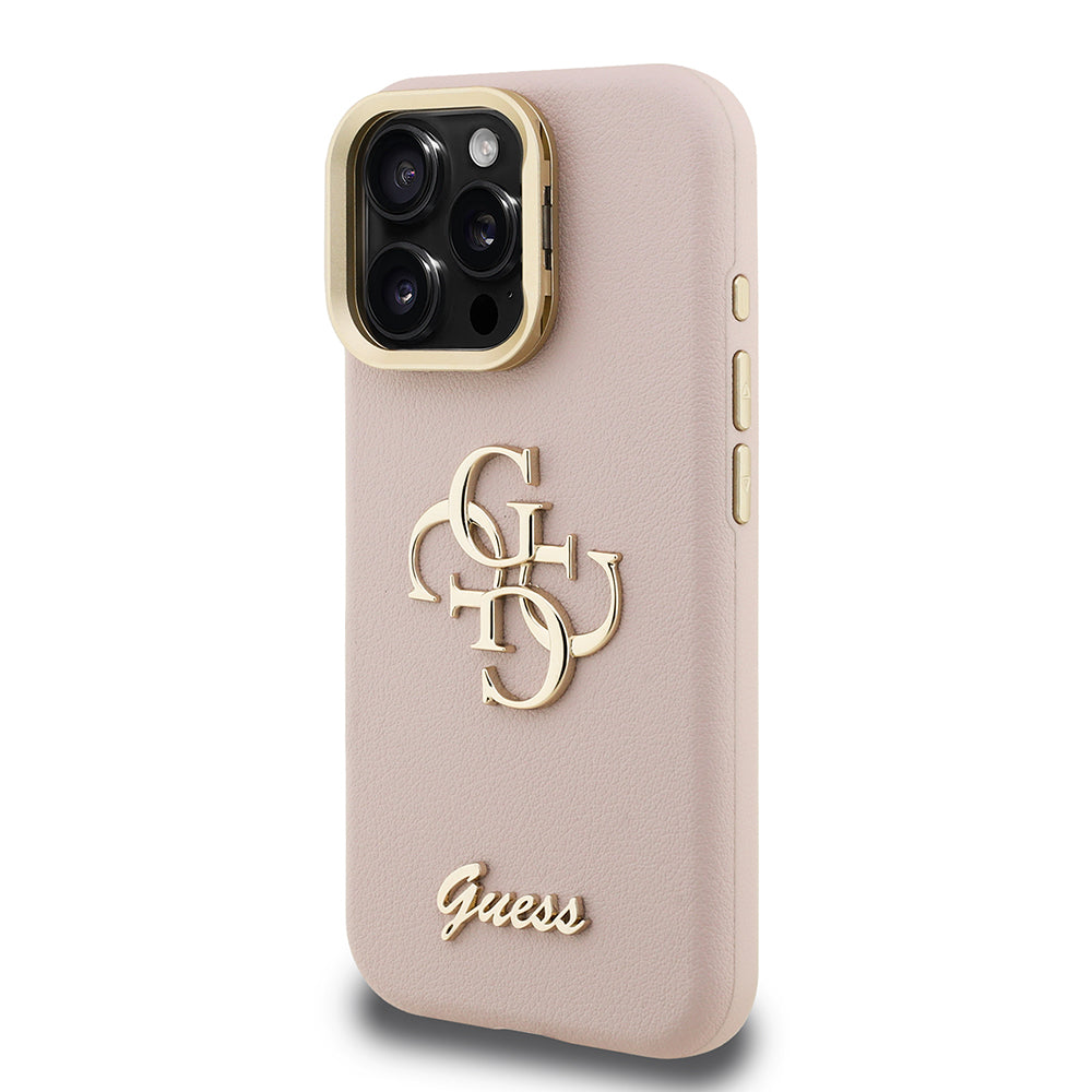 Guess iPhone 16 Pro Max Orjinal Lisanslı Grained Yazı Logolu Kamera Standlı Kılıf