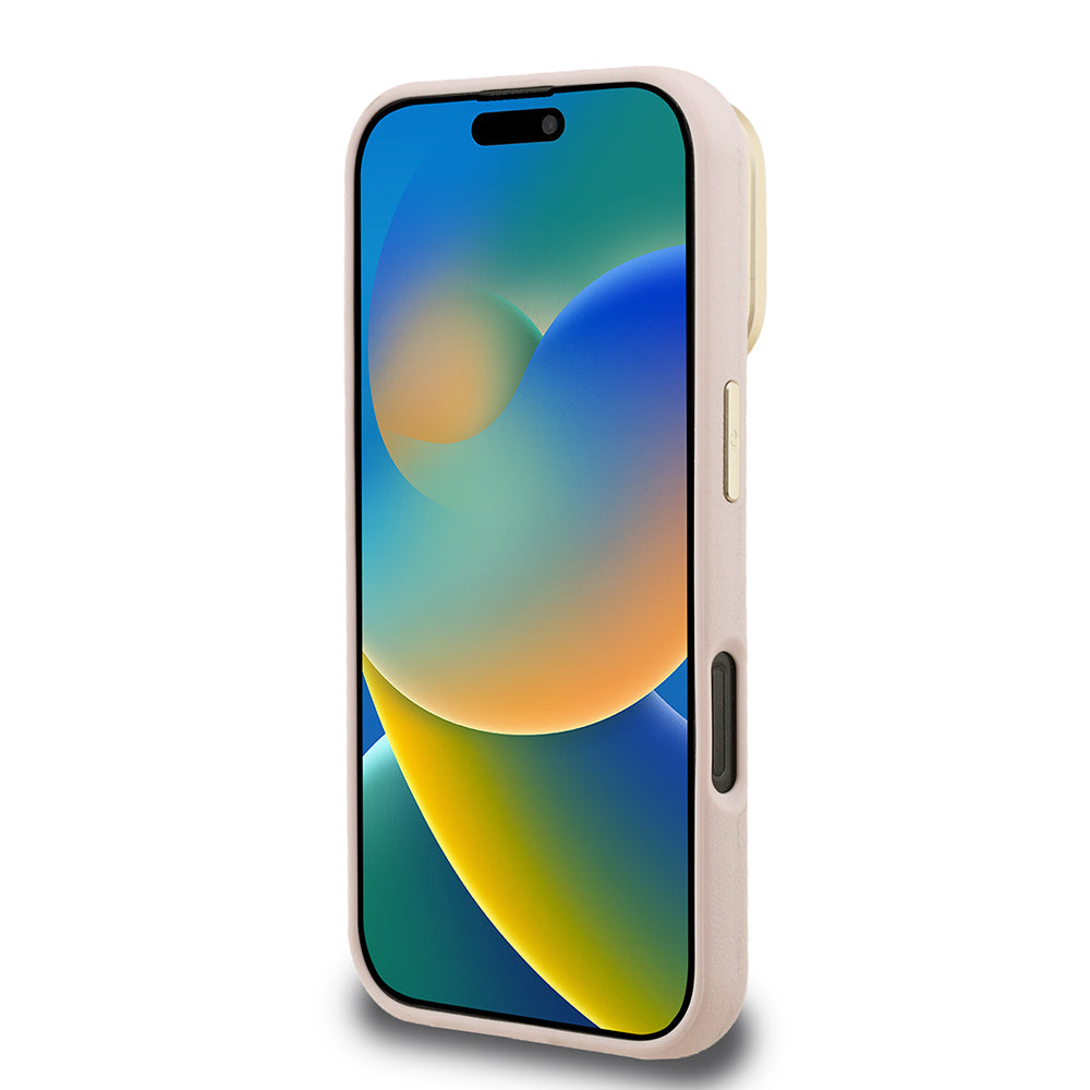 Guess iPhone 16 Pro Max Orjinal Lisanslı Grained Yazı Logolu Kamera Standlı Kılıf