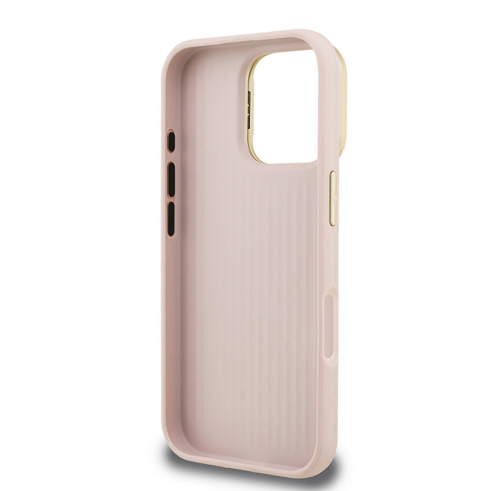 Guess iPhone 16 Pro Max Orjinal Lisanslı Grained Yazı Logolu Kamera Standlı Kılıf