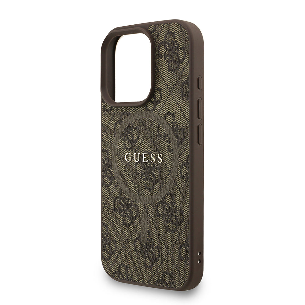 Guess iPhone 16 Pro Max Orjinal Lisanslı Magsafe PU Deri Bilek Askı İpli Yazı Logolu Telefon Kılıfı
