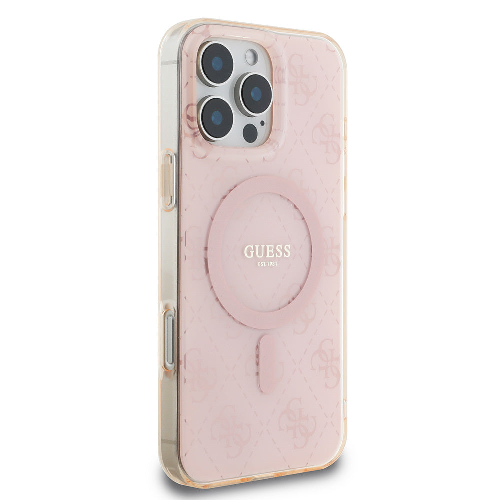 Guess iPhone 16 Pro Max Orjinal Lisanslı Magsafe Şarj Özellikli IML Baskılı Klasik Logolu 4G Desenli Telefon Kılıfı-4