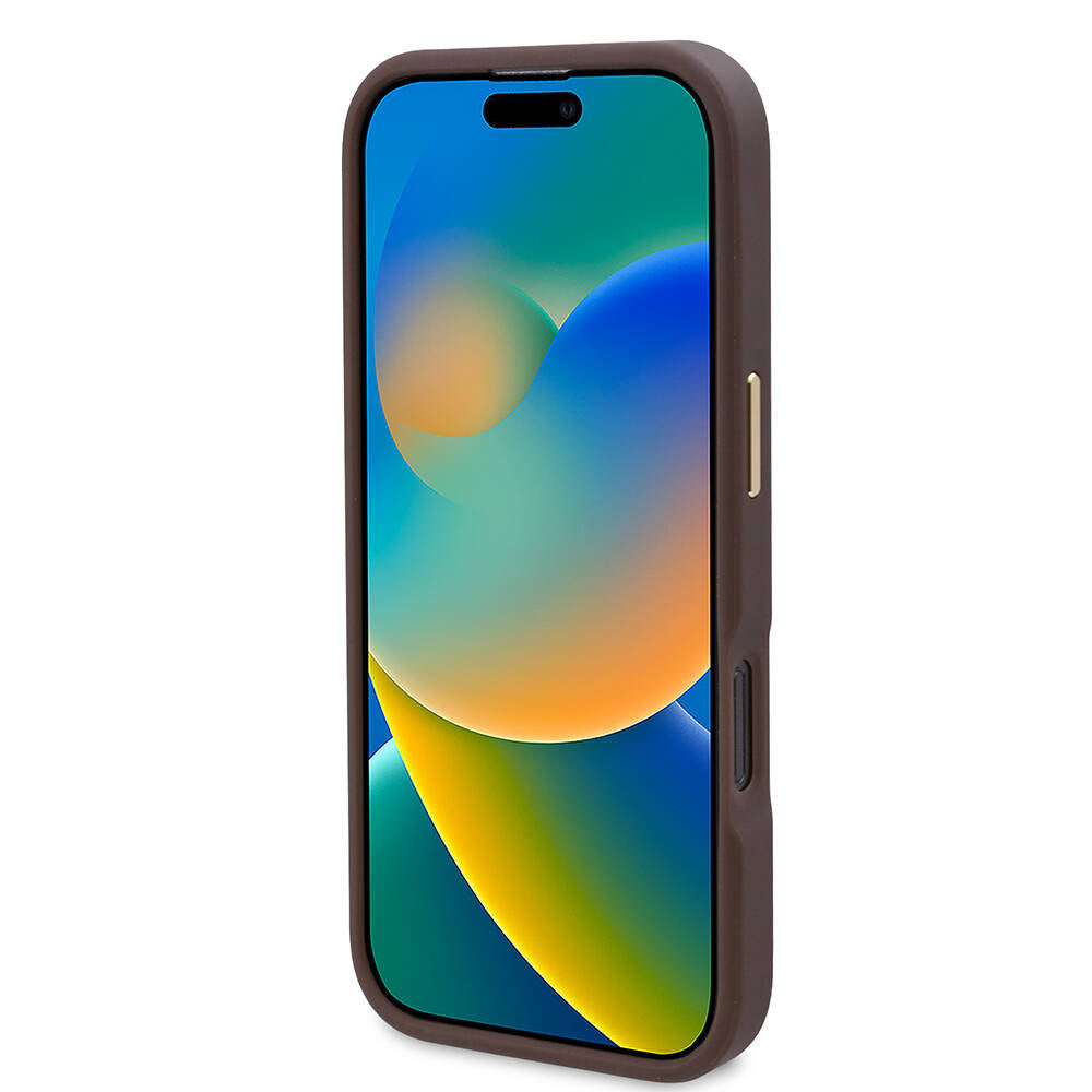 Guess iPhone 16 Pro Max Orjinal Lisanslı Magsafe Şarj Özellikli 4G Desenli PU Metal Plaka Klasik Logolu Telefon Kılıfı - 21