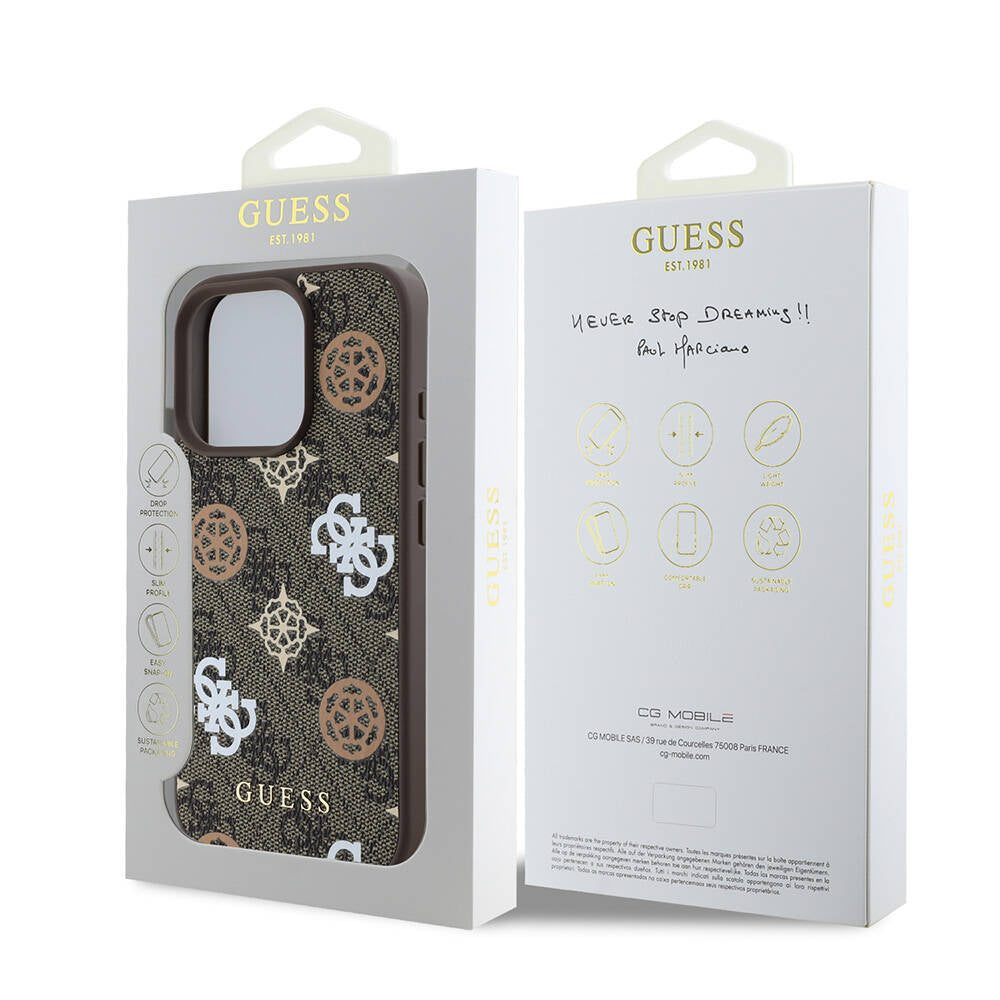 Guess iPhone 16 Pro Max Orjinal Lisanslı Magsafe Şarj Özellikli 4G Desenli Yazı Logolu Peony Telefon Kılıfı - 15