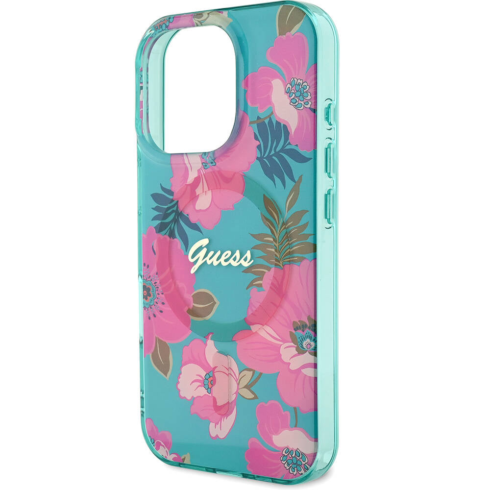 Guess iPhone 16 Pro Max Orjinal Lisanslı M-safe Şarj Özellikli Flower Tone On Tone Ring Kılıf