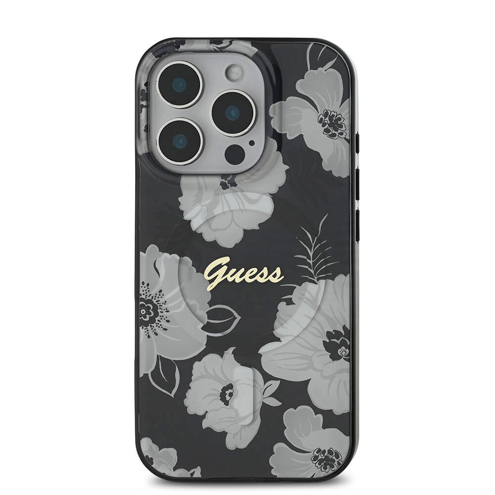 Guess iPhone 16 Pro Max Orjinal Lisanslı M-safe Şarj Özellikli Flower Tone On Tone Ring Kılıf