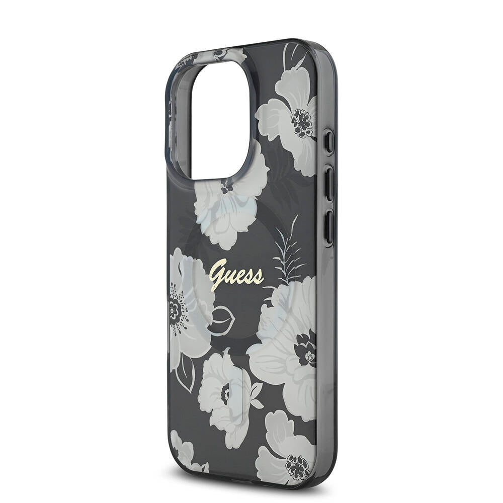 Guess iPhone 16 Pro Max Orjinal Lisanslı M-safe Şarj Özellikli Flower Tone On Tone Ring Kılıf