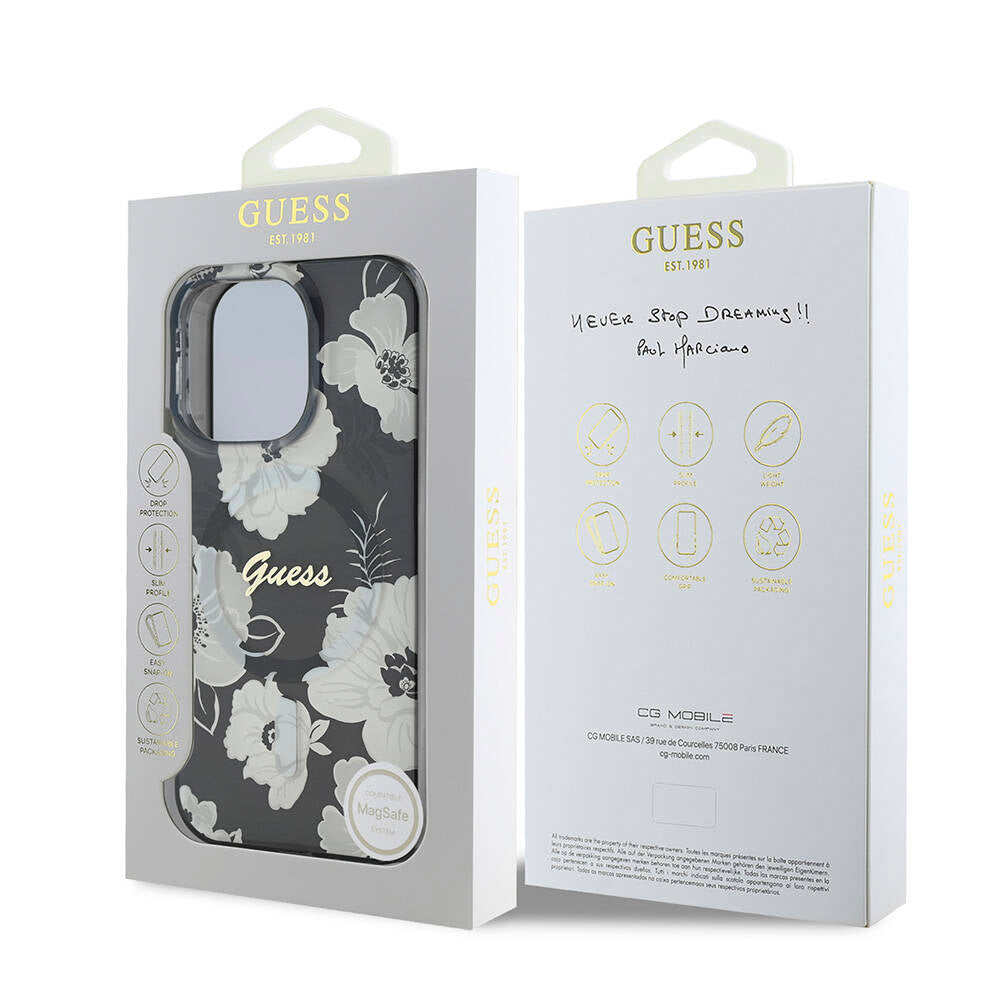 Guess iPhone 16 Pro Max Orjinal Lisanslı M-safe Şarj Özellikli Flower Tone On Tone Ring Kılıf