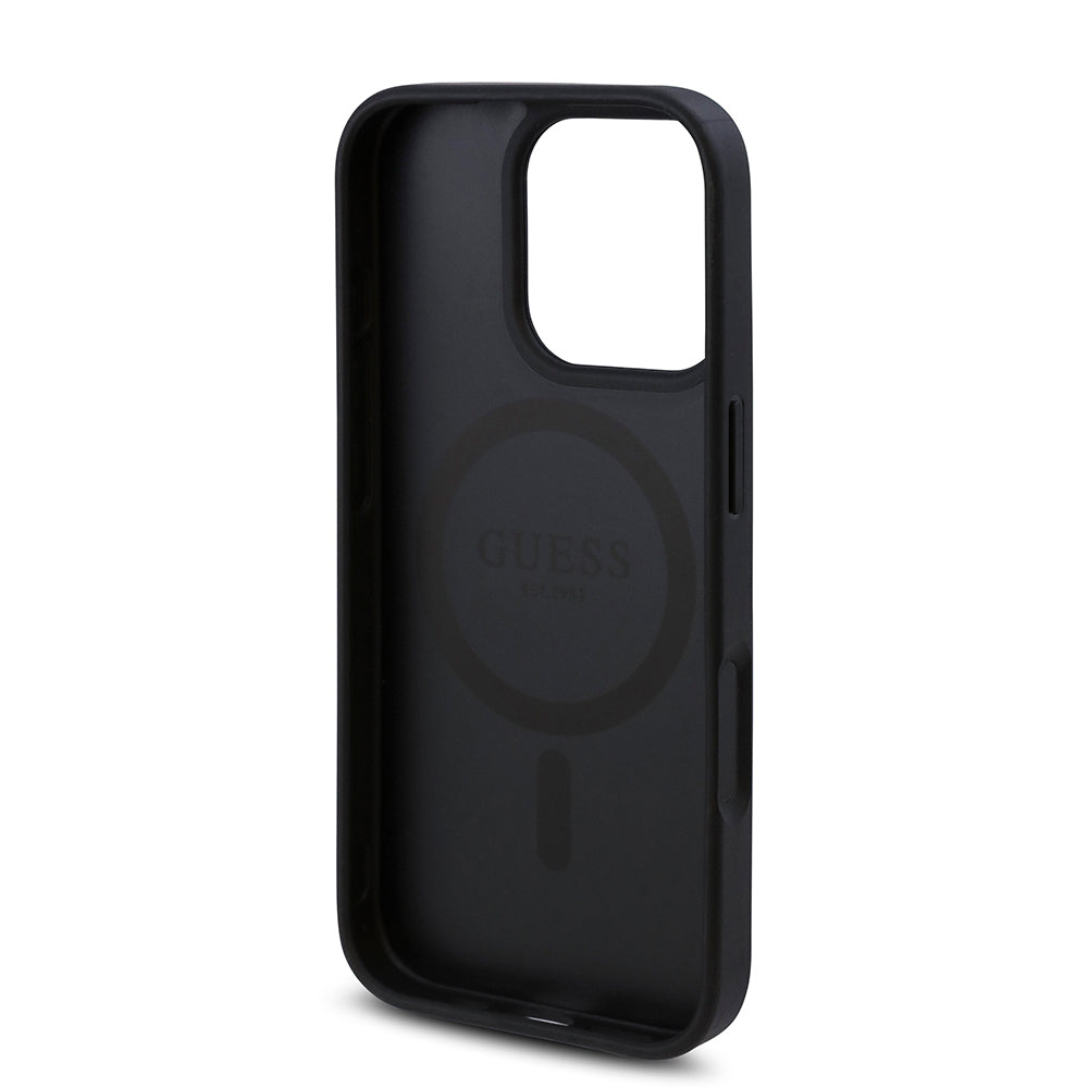 Guess iPhone 16 Pro Max Orjinal Lisanslı M-safe Şarj Özellikli Gül Baskılı 4G Desenli Yazı Logolu Kılıf